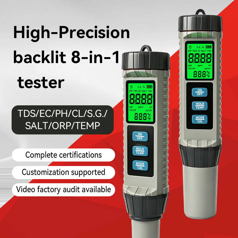 Ph Meter Digital Water Tester - MF-X81 Draagbare Multi Waterkwaliteitstester Kleurendisplay 8-in-1