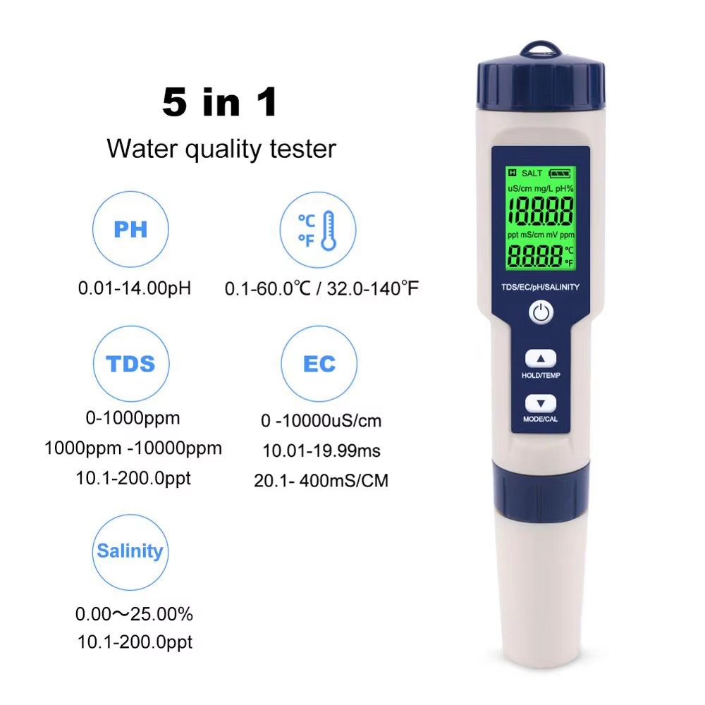 5-in-1 digitale PH TDS EC-mete - Ph Meter Digital Water Tester recensie en prijs